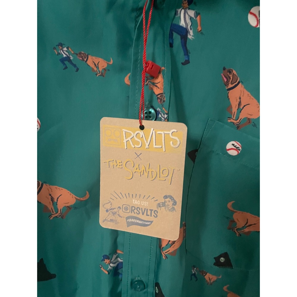 RSVLTS The Sandlot Dare Mighty Things Short Sleeve Button Up Shirt Mens Large - Picture 2 of 5